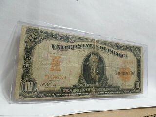 1907 $10 Dollar Gold Coin Certificate Large Size Rare Gold Seal,  Act Of 1882