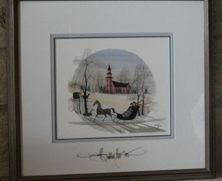 P Buckley Moss " Cherished Eve " 1992 Members Only Rare Print - Signed Glass