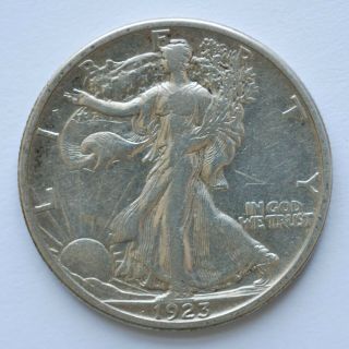Rare Vf,  1923 - S Walking Liberty 50c Silver Half Dollar.