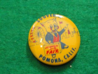 Rare Vintage 1960s La Los Angeles County Fair Button Pin Porky Pig Pomona Only 1