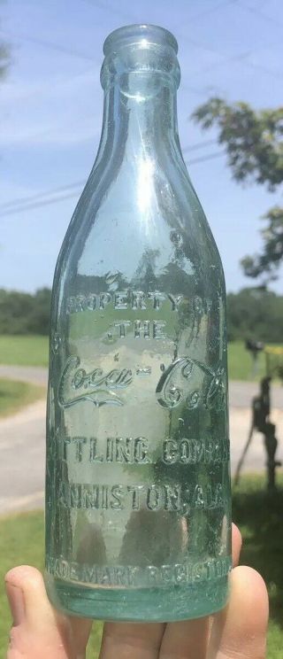 Anniston Alabama Center Script Coca Cola Bottle Aqua Rare Root Ala