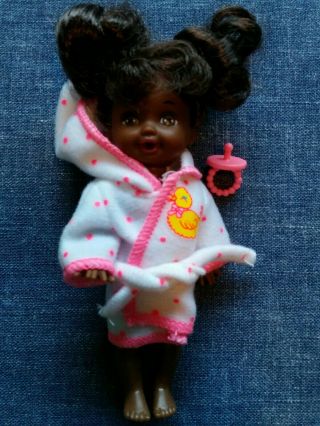 Rare 1994 Black Barbie Baby/kelly Doll With Pacifier And Barbie Robe