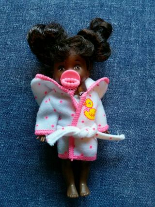 Rare 1994 Black Barbie Baby/kelly Doll with pacifier and Barbie robe 2