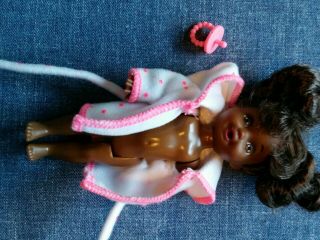 Rare 1994 Black Barbie Baby/kelly Doll with pacifier and Barbie robe 3