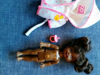 Rare 1994 Black Barbie Baby/kelly Doll with pacifier and Barbie robe 4