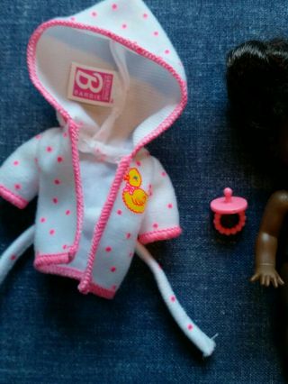 Rare 1994 Black Barbie Baby/kelly Doll with pacifier and Barbie robe 6