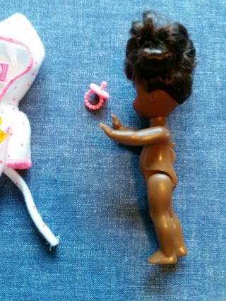 Rare 1994 Black Barbie Baby/kelly Doll with pacifier and Barbie robe 7