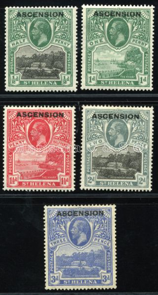 Ascension 1922 Sg 1 - 5 Sc 1 - 5 Og Mlh Rare Short Set 5 Stamp
