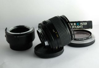 rare Minolta MD Macro Rokkor 50mm f/3.  5 MF Lens,  1:1 Adapter w/ filter & caps 4