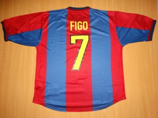 Rare Barcelona 7 Figo L 1998 1999 Shirt Jersey Home Camiseta Nike 98 99