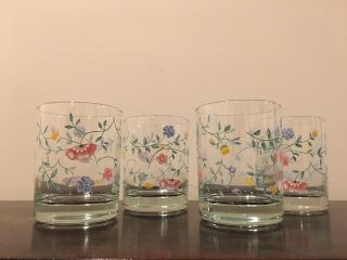 Rare Set Of 4 Johnson Brothers Summer Chintz Double Old Fashioned Glasses W/ Box
