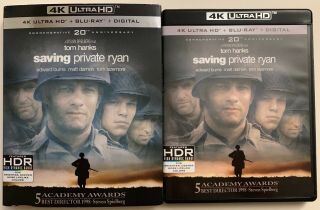 Saving Private Ryan 4k Ultra Hd Blu Ray 3 Disc Set,  Rare Oop Slipcover Sleeve