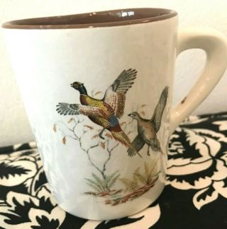 Rare Vintage Stangl Mug With Two Quail Hunting Birds