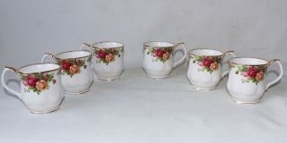 6 Old Country Rose Royal Albert Rare Mugs England Porcelain Pottery Signed