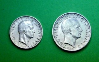 Albania Coin 1 & 2 Franga Ar 1935 Silver In Rare