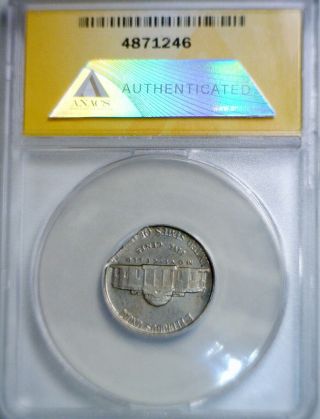 1958 ANACS ERROR Rare Certified STRAIGHT CLIPPED Jefferson Nickel Coin Clip NR 3