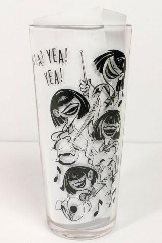 Vintage 1964 The Beatles Yea Yea Yea Dairy Queen Tumbler Glass Cup Rare Htf