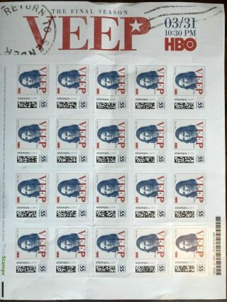 Veep Stamps Hbo Promo Julia Louis Dreyfus Rare 1034/1800 Stamps.  Com Real Postage
