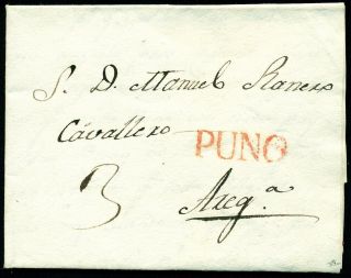 Sa692 Peru Pre - Stamps 2r.  Cover (rrr),  Very Rare.  Mark " Puno ".