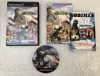 Godzilla Save The Earth (playstation 2,  Ps2) Complete.  Cib.  W/ Dvd Insert Rare
