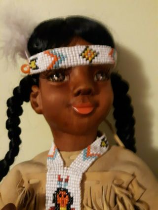 Kelly Wood kids wooden carved native american cherry jointed doll 1991 art rare 6