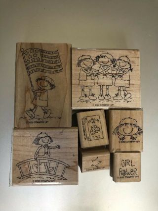 Stampin Up Set Of " Girl Power " Scouts,  Camping Retired,  Rare Wm