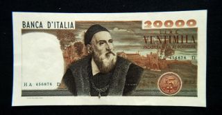 1975 Italy Rare Banknote 20000 £ Tiziano Xf,  Spl,