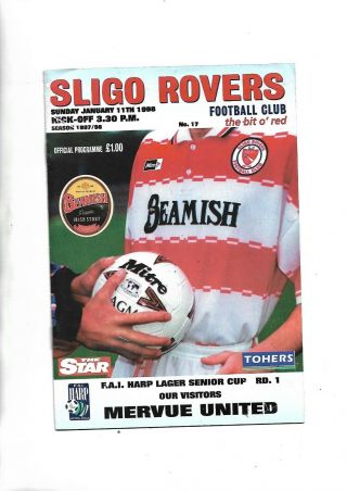11/1/88 Rare Fai Cup Sligo Rovers V Mervue Utd