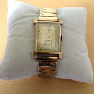 Elgin Gents 17 J Art - Deco Wristwatch (f.  W.  O. ) Rare Keisler Expanding Strap.