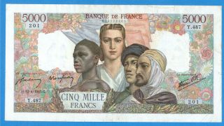 France 5000 Francs 1945 Sries Y487 Rare
