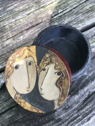 Rare Painted Box By N.  C.  Artist Stephen White,  Two Women Early 90s