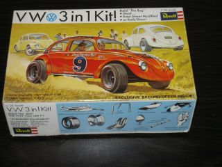 Rare Vintage 1969 Revell Volkswagen Vw Beetle Bug 1/25 3 In 1 Car Kit H - 1264.  200