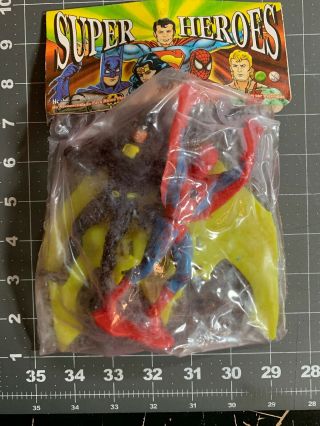 Vintage Rare Toy Mexican Bootleg Knock Off Figure Hero - Batman Spiderman