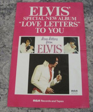 Elvis Presley Rca Love Letters Album Lp Ad Display Poster Rare 1971