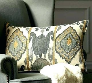 Pottery Barn Set Of 2 Chiara Ikat Embroidered Lumbar Pillow Cover Rare