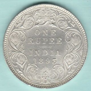 British India - 1893 - Victoria Empress - One Rupee - Ex Rare Silver Coin