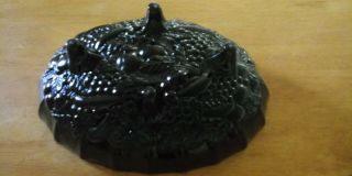 Indiana Depression Glass Footed Fruit Bowl Garland Rare Black Amethyst 2