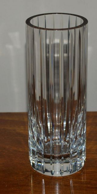Rare Baccarat France Harmonie Pattern Cut Crystal Flower Vase - Signed - 8 "