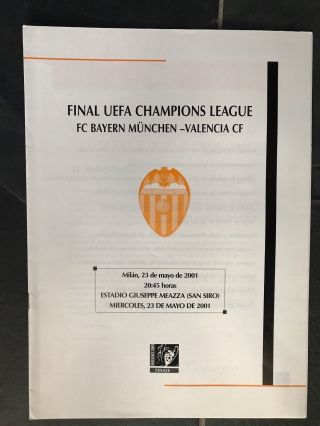 Rare Champions League Final 2001 Bayern Munich V Valencia Info Guide