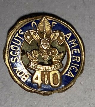 Boy Scout 40 Year Vetern Gold Pin Very Rare