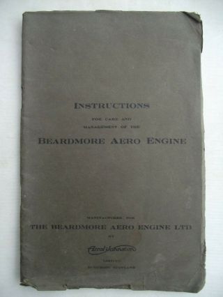 Rare Ww1 Instructions For A Beardmore Aero Engine Rfc / Raf Vickers,  Airco Dh3