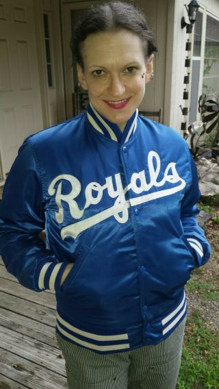 Rare Vintage 90s Starter Kansas City Kc Royals Satin Mlb Baseball Jacket Mens S