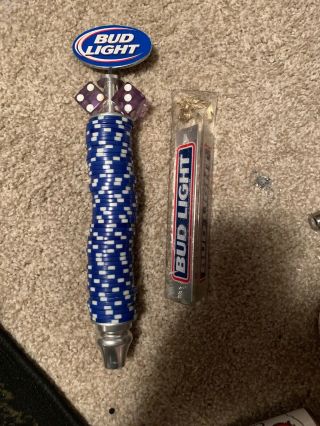 Bud Light Poker Chip Casino Beer Tap Handle Very Rare Awesome Piece And Another