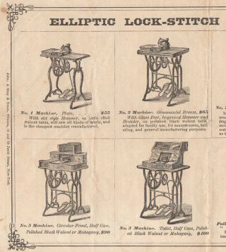 Rare Elliptic Sewing Machine Sales Brochure 1860s