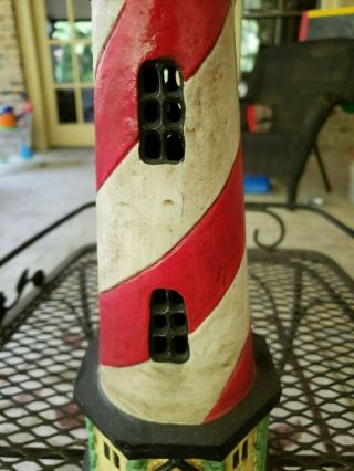17” RARE LIGHTHOUSE CAST IRON DOORSTOP Candle Holder Cape Hatteras LARGE HEAVY 4