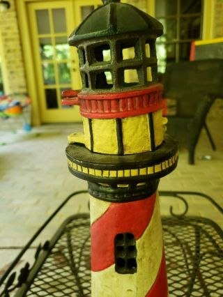 17” RARE LIGHTHOUSE CAST IRON DOORSTOP Candle Holder Cape Hatteras LARGE HEAVY 5