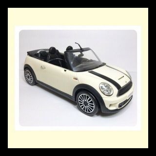 Barbie & Ken Mini Cooper S Cabrio Ivory Convertible Car Mattel 2012 Rare Htf