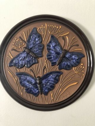Vintage Gabriel Sweden A150 Rare Butterfly Ceramic Wall Plaque Signed