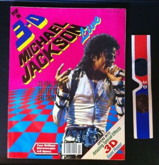 Very Rare Michael Jackson Live 3d Giant Poster Mag With Stereoscopic 3 - D Specs.