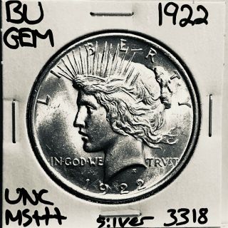 1922 P Bu Gem Peace Silver Dollar Unc Ms,  U.  S.  Rare Coin 3318